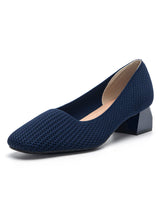 Tacones bajos con punta cuadrada de punto